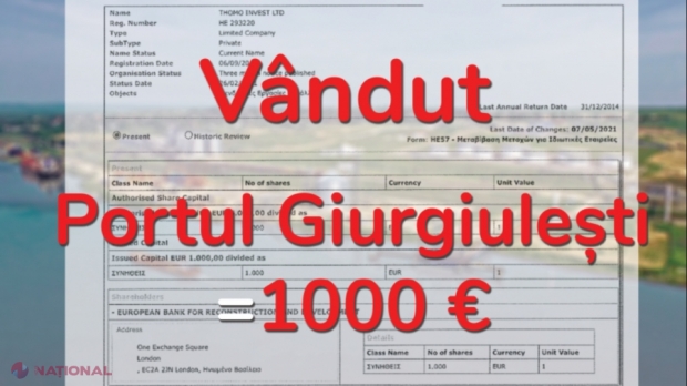 DOC // Tranzacție CONTROVERSATĂ în privința Portului Giurgiulești. BERD a cumpărat cu 1 000 de euro portul în care au fost investite peste 50 de milioane de euro: „R. Moldova nu va primi nici măcar un beneficiu din impozite”