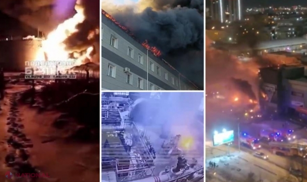 VIDEO // Val de incendii suspecte în Rusia. Flăcările au cuprins o TERMOCENTRALĂ, un depozit de petrol şi unul de mase plastice. Şi un centru comercial a luat foc