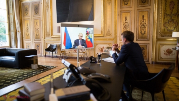 Putin a vorbit din nou la telefon cu Macron și i-a spus că Rusia va obţine „denazificarea” Ucrainei. Macron: „Te minți singur”