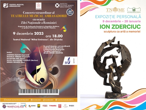 Trupa Teatrului Muzical „Ambasadorii” din București, CONCERT de muzică aleasă în Chișinău, cu ocazia Zilei Naționale a României. Evenimentul organizat de Ambasada României și ICR „Mihai Eminescu” va fi găzduit de Teatrul Național „Mihai Eminescu”