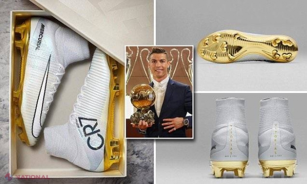 SUPER FOTO // Nike îi oferă lui Cristiano Ronaldo primele ghete din istorie placate cu aur!  Cum se va încălţa CR7 la următorul meci