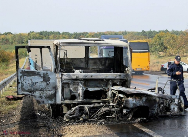 INCENDIU la Cahul. Cabina unui camion, cuprinsă de flăcări