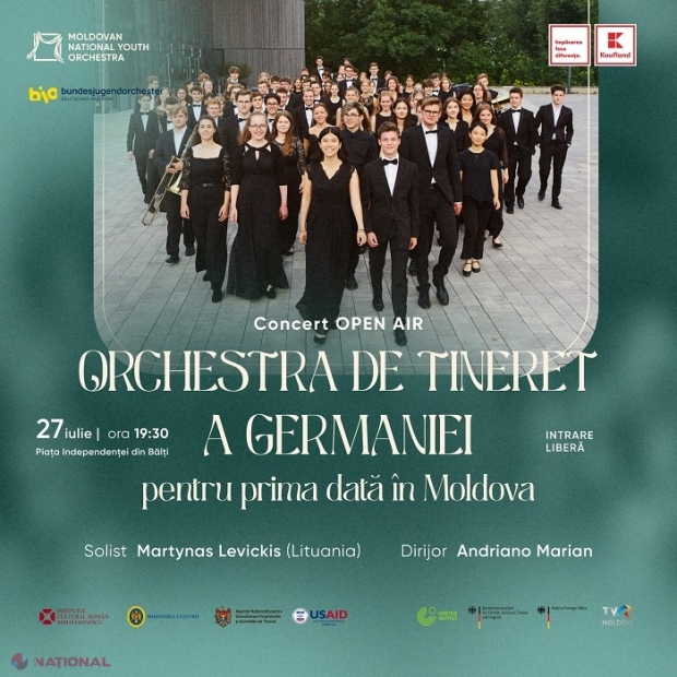 PREMIERĂ // Institutul Cultural Român „Mihai Eminescu” la Chișinău aduce Orchestra de Tineret a Germaniei în R. Moldova: Concerte cu intrare liberă la Chișinău și Bălți