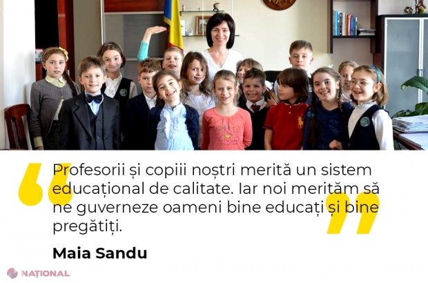 Fosta ministră a Educației, Maia Sandu: „Copiii pe care îi creștem astăzi vor conduce lumea mâine”