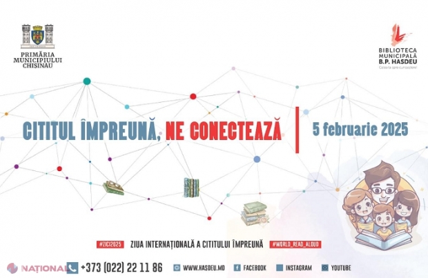 AGENDĂ // 100 de copii vor citi simultan, cu voce tare, cinci texte într-un interval de 5 minute: Evenimente inedite la Biblioteca Municipală „B.P. Hasdeu”, de Ziua Internațională a Cititului Împreună