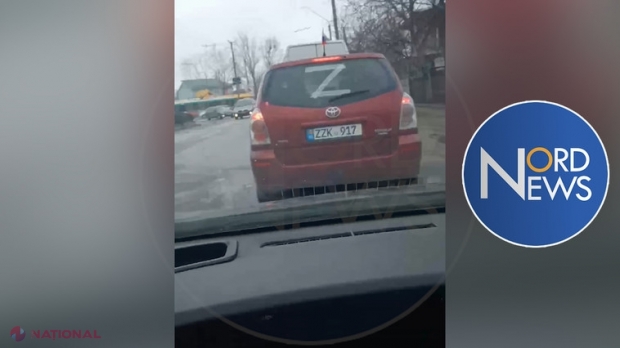 VIDEO // Un tânăr din Bălți, susținător al AGRESIUNII ruse în Ucraina? Acesta și-a lipit pe mașină „Z”-ul care apare pe TANCURILE rusești, care au invadat Ucraina. Argumentele acestuia: „Nu, dap ce…? Democrație, da? Alții susțin pe Ucraina…”