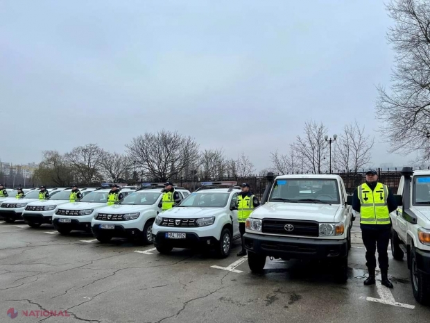 VIDEO // Poliția din R. Moldova, dotată cu încă 32 de mașini noi: Donație din partea SUA și a Agenției ONU pentru Refugiați