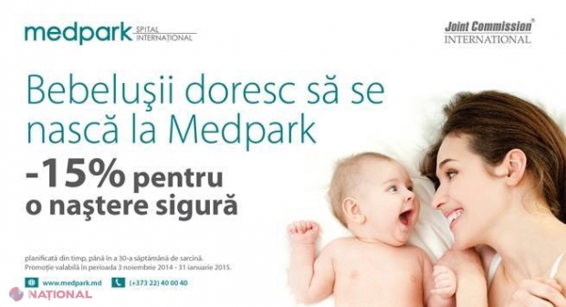„Bebelușii doresc să se nască la Medpark” în condiţii avantajoase! Reduceri de 15% pentru o naștere sigură