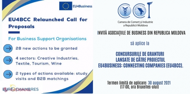 Zeci de granturi de câte 60 de mii de euro: Asociațiile de business din R. Moldova, îndemnate să aplice la concursurile de GRANTURI lansate de proiectul EU4Business