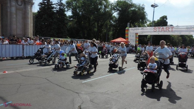 FOTO // Cel mai SPORTIV eveniment al anului: S-au întrecut până şi BEBELUŞII în centrul Chişinăului