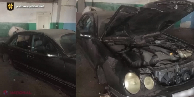 VIDEO // „Mercedes” parcat în Chișinău, lăsat FĂRĂ jante și acumulator: Cine sunt hoții 