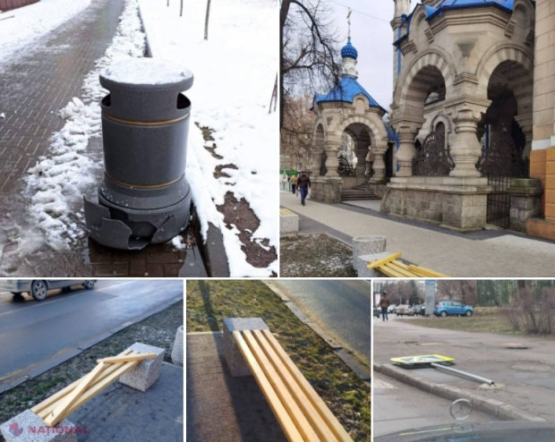 FOTO // Coșurile de gunoi stradale, pentru care Primăria Chișinău a plătit câte 8 000 de lei per bucată, NU au proprietăți ANTIVANDAL: „Poate, totuși Ruslan Flocea de la CNA verifica AFACEREA aceasta cu coșurile de gunoi din Marea Britanie”