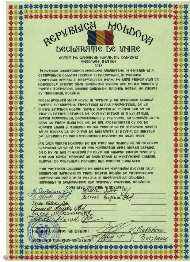 FOTO // Încă CINCI localități din R. Moldova au semnat declarații de UNIRE cu România