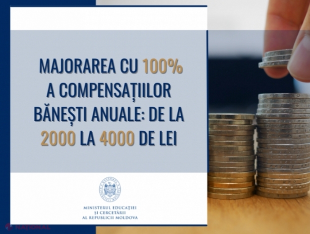 Compensațiile anuale pentru cadrele didactice din R. Moldova vor fi DUBLATE