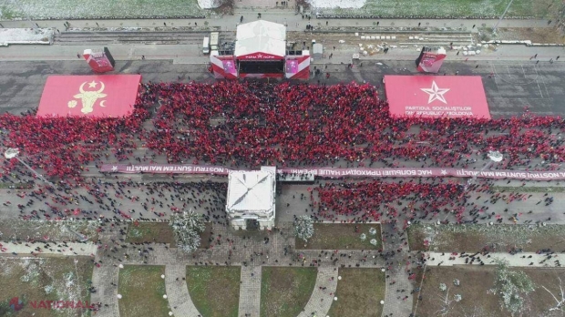 FOTO, VIDEO // Au rezervat PMAN pentru 50 de mii de oameni, dar la mitingul socialiștilor nu au venit nici zece mii: Șeful statului la miting de partid și discursuri mai mult în limba rusă