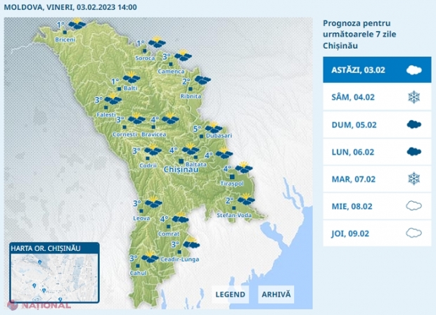 METEO // Vine GERUL: Ninsori pe tot teritoriul R. Moldova și temperaturi negative pe timp de zi