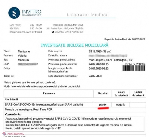 Un lider de PARTID din R. Moldova, INFECTAT cu noul coronavirus: „De parcă am fost călcat de șinilele unui TANC”