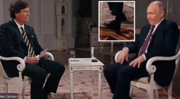 VIDEO // Ce s-a întâmplat cu PICIORUL lui Vladimir Putin în timpul interviului cu Tucker Carlson. Gestul controversat făcut de președintele rus