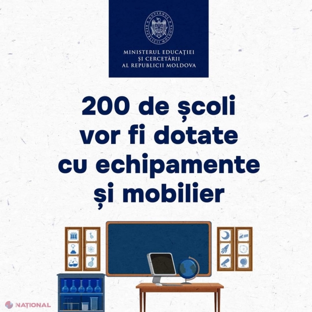 Ministerul Educației şi Cercetării caută 200 de şcoli din R. Moldova pentru a fi dotate cu echipamente şi mobilier