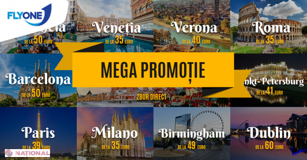 Mega Promoție FlyOne! Zboară de la doar 35 euro spre Europa și Rusia!