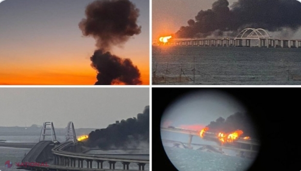 VIDEO // Podul Kerci care leagă Crimeea de Rusia a fost DISTRUS