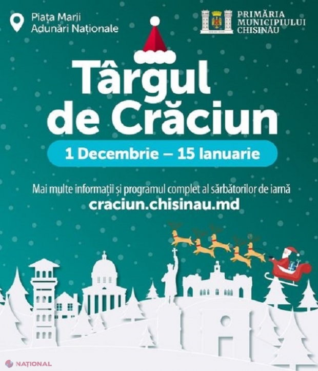 Sartul sărbătorilor de iarnă va fi dat pe 1 decembrie la Chișinău: Târg, pom de Crăciun, patinoar, caruselele și concerte
