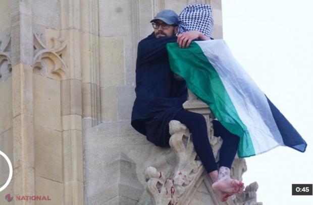 Bărbatul ce a arborat steagul palestinian pe Big Ben declanșează tensiuni în Londra, în timp ce activiști pro-Palestina vandalizează terenul de golf al lui Trump în Scoția