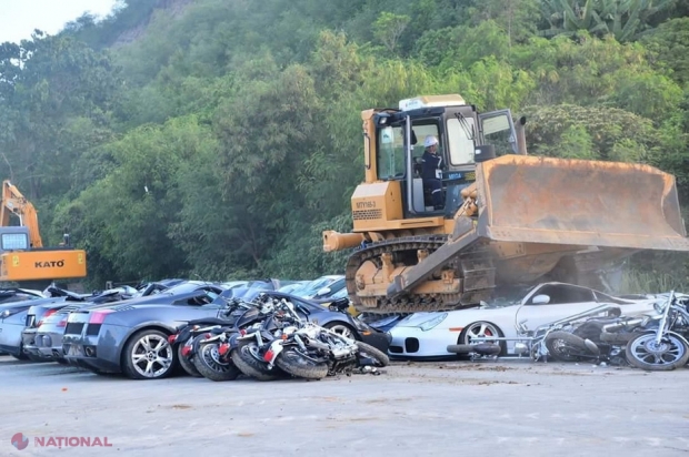 GALERIE FOTO // Mașini de 5,5 milioane de euro, distruse cu șenilata