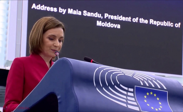 Maia Sandu, apel urgent în Parlamentul European: Moldova trebuie să adere la UE pentru a contracara influența Rusiei