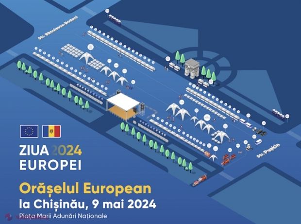 HARTĂ, PROGRAM // 9 mai, Ziua Europei la Chișinău, inaugurată de președinta Maia Sandu și comisarul european Johannes Hahn: Ce evenimente vor avea loc joi în centrul Chișinăului, dar și în alte regiuni ale R. Moldova