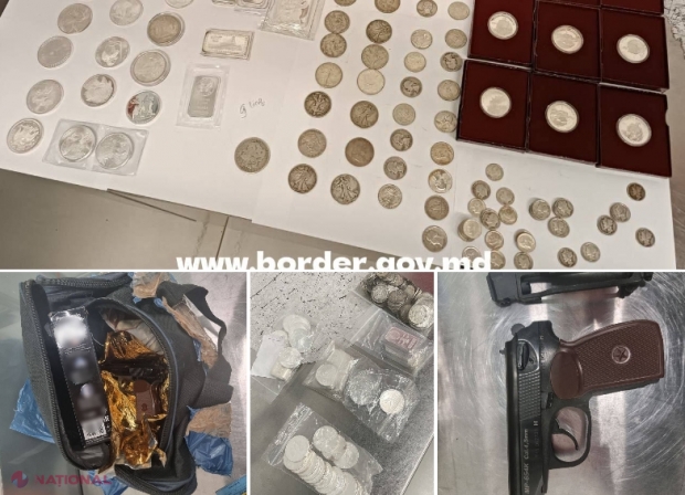 FOTO // Monede și LINGOURI din argint în valiza unui american la Aeroportul Internațional Chișinău. Un alt pasager a vrut să intre cu PISTOLUL în avion
