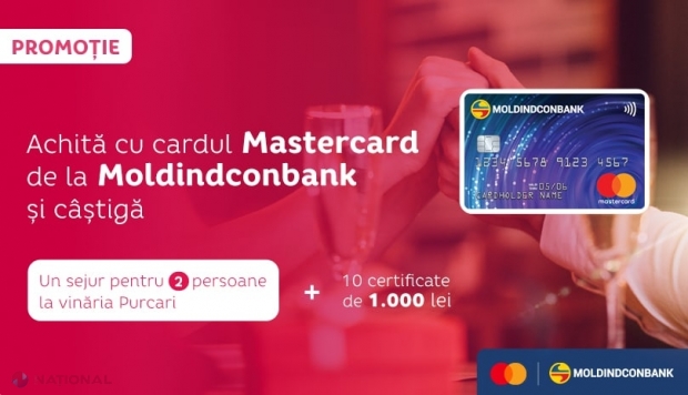 Câștigă un sejur pentru doi la o vinărie cu Mastercard şi Moldindconbank
