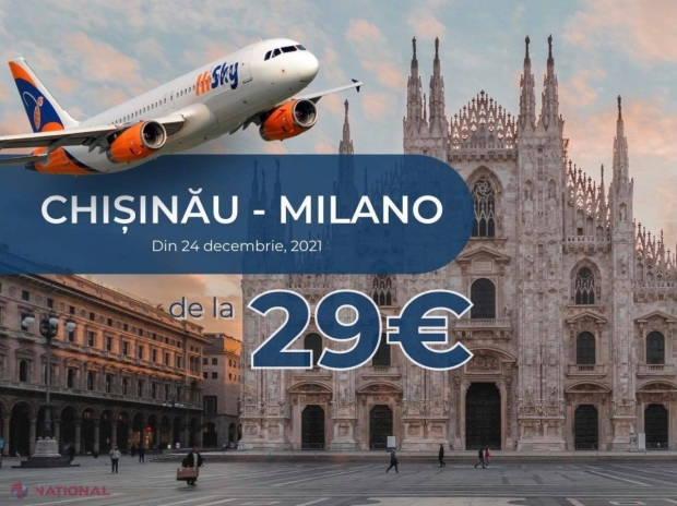 Vești bune de la HiSky. Compania aeriană LANSEAZĂ cursă directă spre Milano de pe Aeroportul Internațional Chișinău. Prețul biletelor pornește de la 29.99 euro