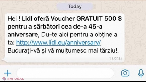 O nouă metodă de ÎNŞELĂCIUNE pe Facebook şi Whatsapp: Voucher LIDL sau Carrefour de 500$.