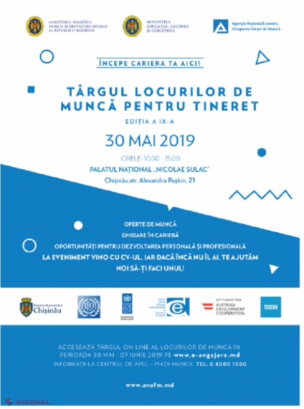 Tinerii din R. Moldova, așteptați la un TÂRG al locurilor de muncă, organizat la Chișinău