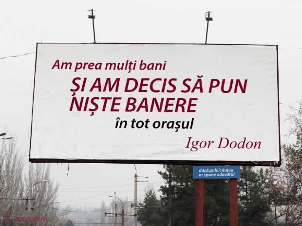 Panourile publicitare ale lui Dodon, ironizate de PAS: „Am prea mulți bani...”