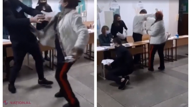 VIDEO // Bătaie cu PUMNI într-o secție de vot. Un membru al secției de votare mai nu s-a ales cu o ȘTAMPILĂ în cap