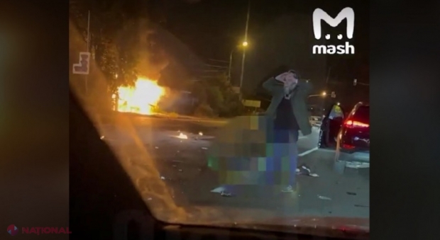 FOTO // Mașina în care se afla fiica lui Aleksandr Dughin, ideologul lui Putin, a sărit în aer la Moscova: Presa apropiată Kremlinului scrie despre detonarea unei bombe