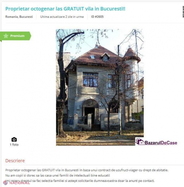 Un proprietar octogenar lasă GRATUIT vila! Care sunt condiţiile