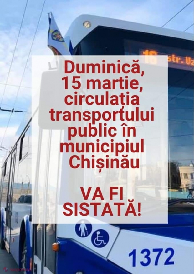 Transportul public NU va circula duminică în Chișinău 