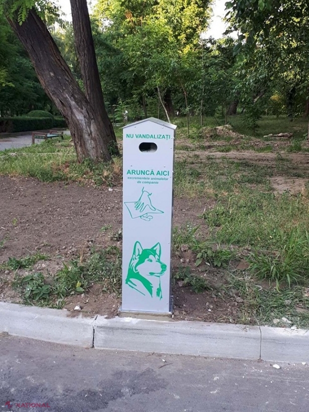 FOTO // Pubele speciale pentru excrementele animalelor de companie, instalate în parcurile din Chișinău