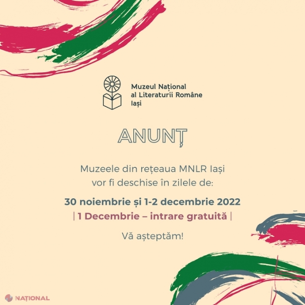 Intrare GRATUITĂ în muzeele de la Iași, de Ziua Națională a României