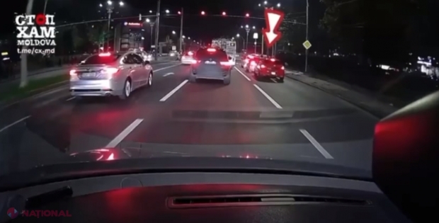 VIDEO // PERICOL: Momentul în care un șofer schimbă de cinci ori banda de circulație pe bd. Dacia din Chișinău, într-un timp foarte scurt, printre numeroase mașini. Poliția l-a identificat, iar tânărul riscă arest și ridicarea permisului de conducere
