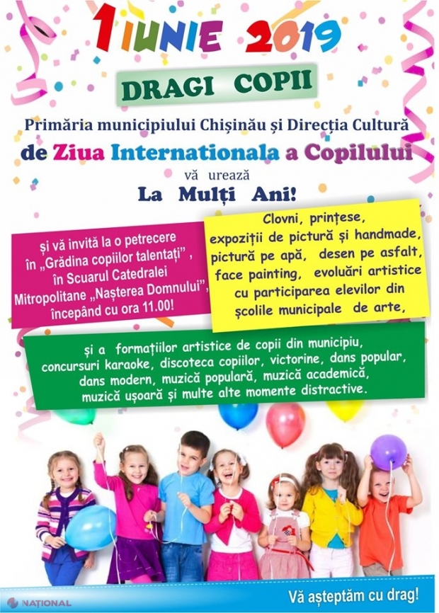 PROGRAM // Distracțiile din Chișinău, anunțate pentru 1 iunie, de Ziua Internațională a Copiilor