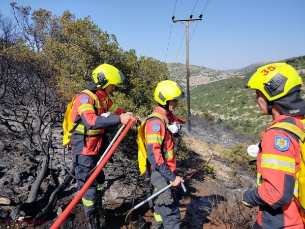 FOTO Intervenții ale pompierilor moldoveni plecați în Grecia. Aceștia au desfășurat o nouă misiune de lichidare a incendiilor de vegetație