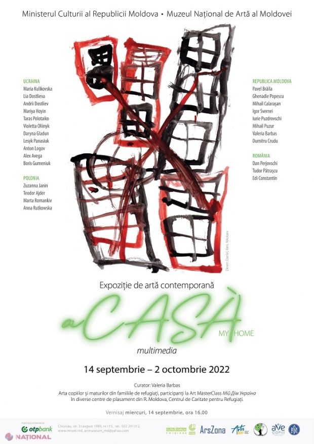 EXPOZIȚIE // Artiști din R. Moldova, Ucraina, România și Polonia, expoziție la Muzeul Național de Artă din centrul Chișinăului, „inspirată” din experiențele refugiaților ucraineni