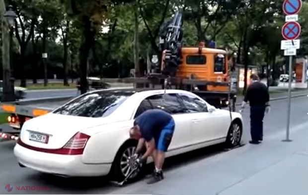 VIDEO // Au vrut să-i ridice mașina PARCATĂ ILEGAL, un Maybach 62S, dar s-au învârtit în jurul ei degeaba. Cum s-a terminat totul