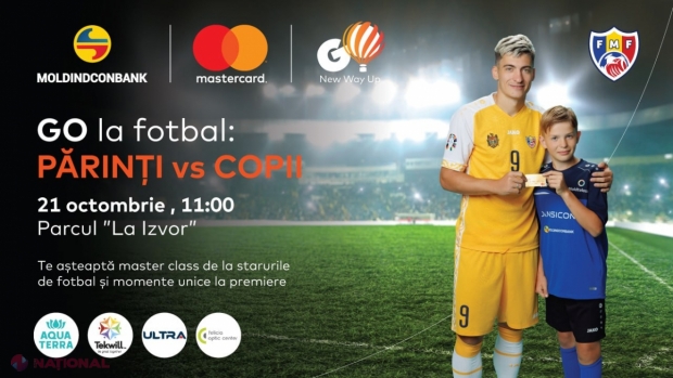Moldindconbank invită la un MASTERCLASS susținut de VEDETELE echipei NAȚIONALE a R. Moldova și la un meci de fotbal inedit