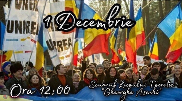 Un MARȘ al Unirii la Chișinău, pe 1 decembrie: „Este o zi în care, în urmă cu 102 ani, s-a înfăptuit năzuința seculară a românilor, cea de unificare”