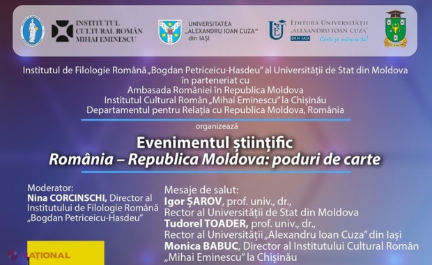„România – R. Moldova: PODURI de carte”, un nou PROIECT lansat de ICR „Mihai Eminescu”, în colaborare cu Institutul de Filologie Română din cadrul USM și Universitatea „Alexandru Ioan Cuza” din Iași